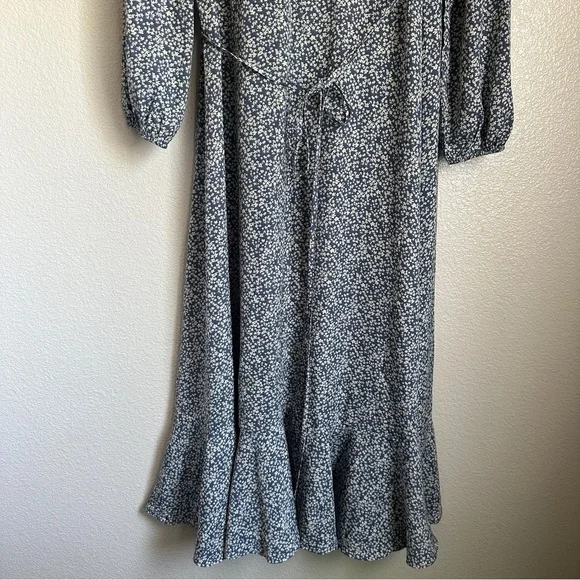 Prettygarden Sz M Women’s Long Sleeve Floral Print Midi Dress Blue - Picture 9 of 12